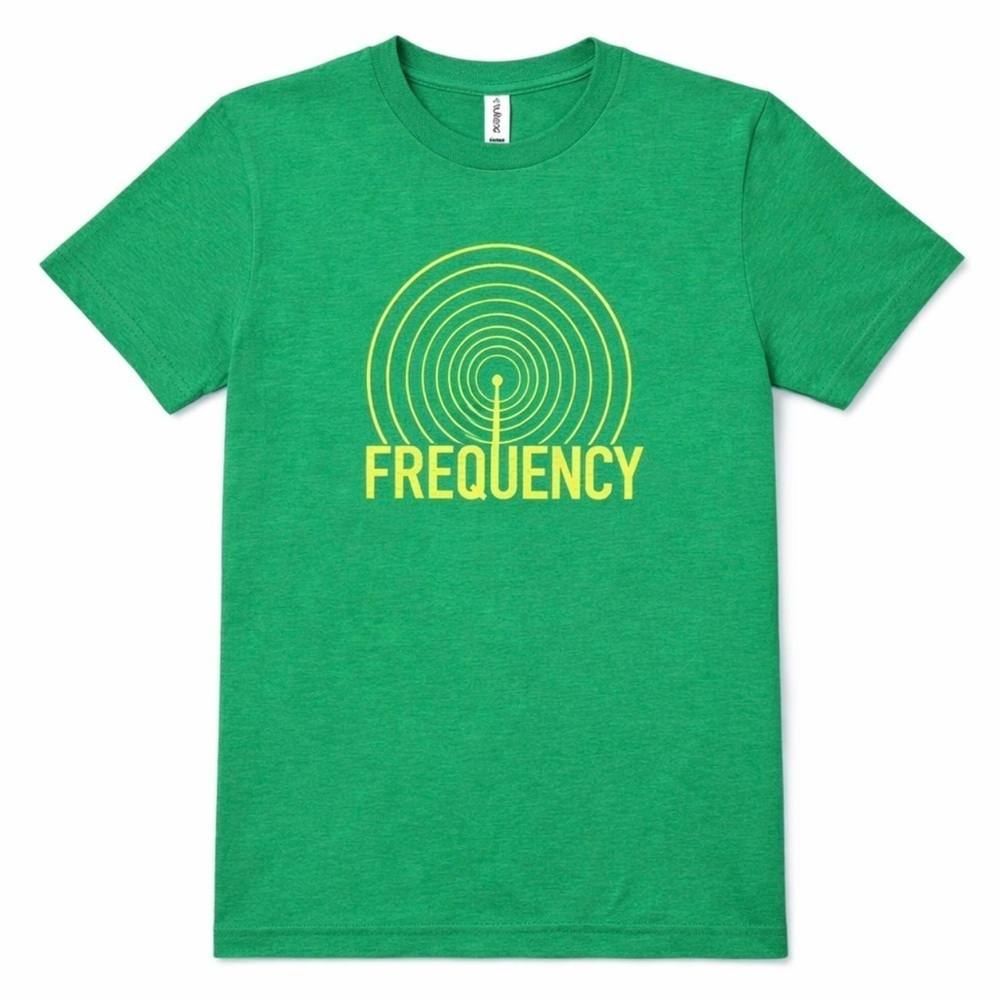 Tultex Men's Green Tee Shirt "Frequency" Size Small Cotton Poly Blend
